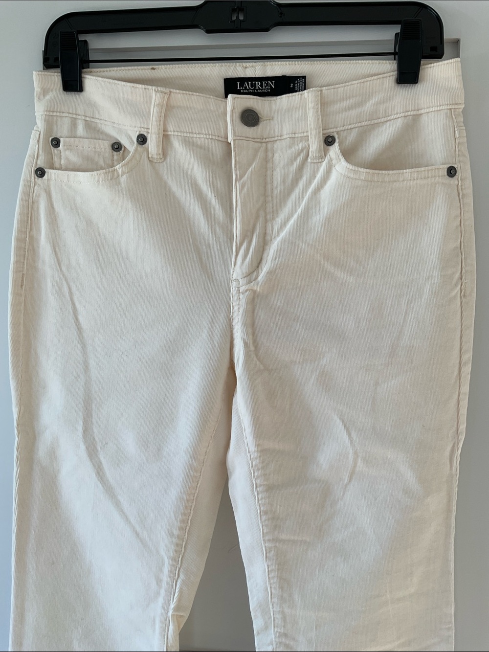 NWOT Lauren Ralph Lauren Corduroy Pants Classic 5 Pocket / Off white / Size 2